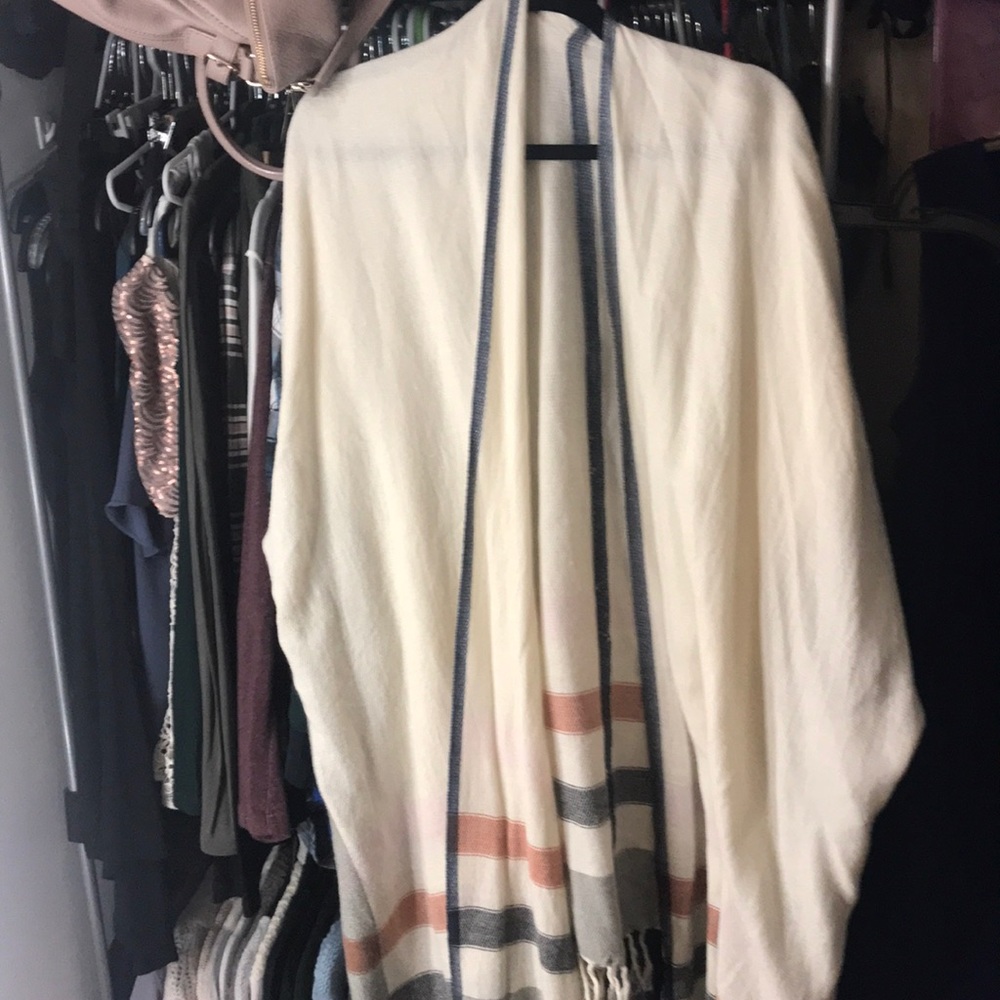Cream long sweater shawl